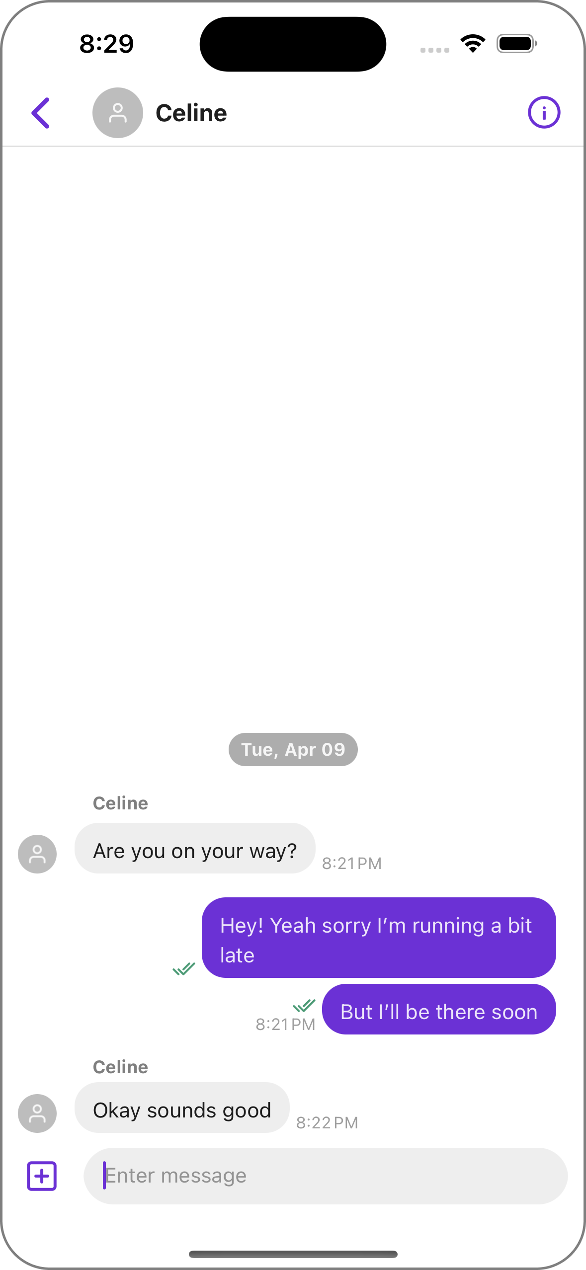 An image of a chat app screen