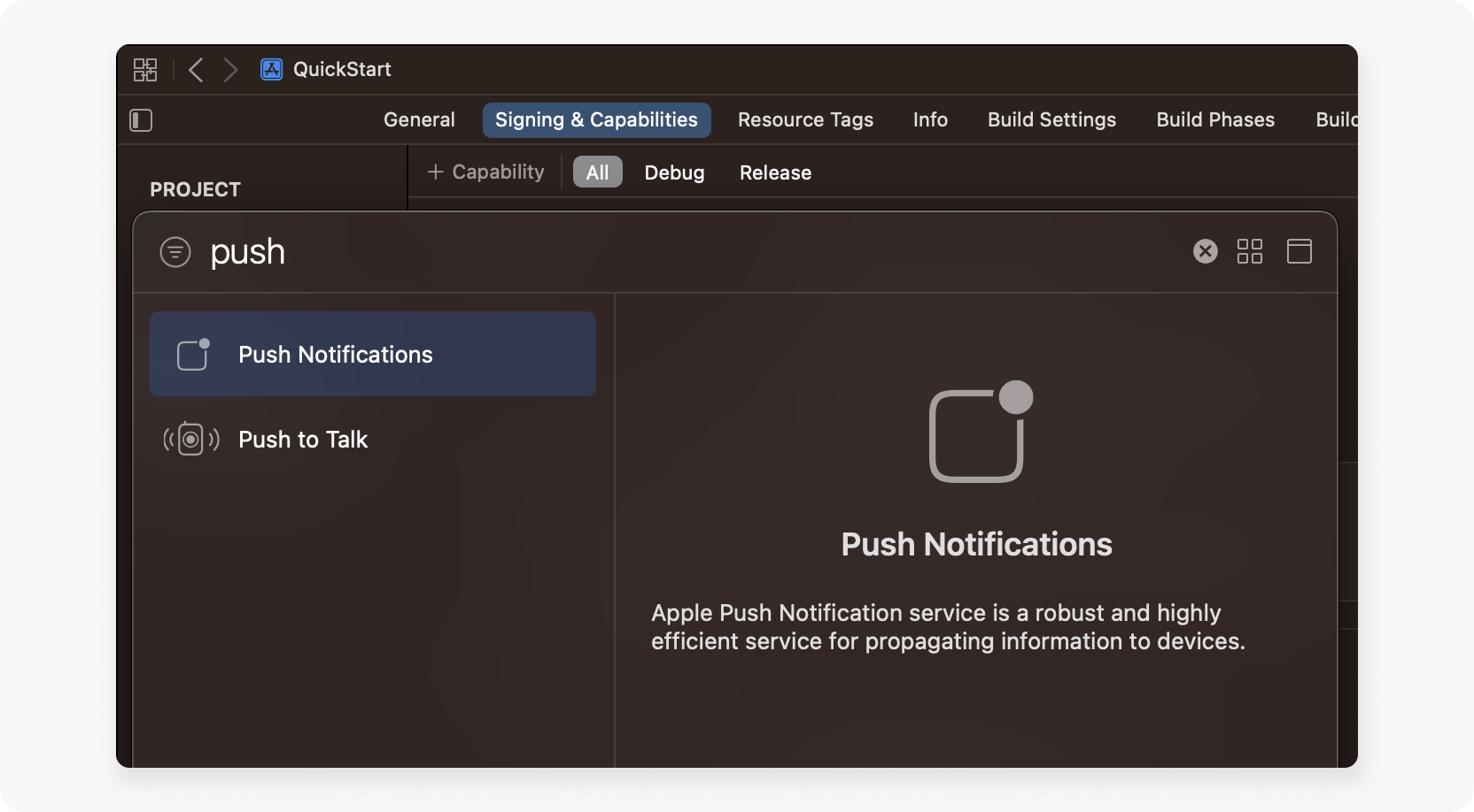 Enable push notifications in Xcode