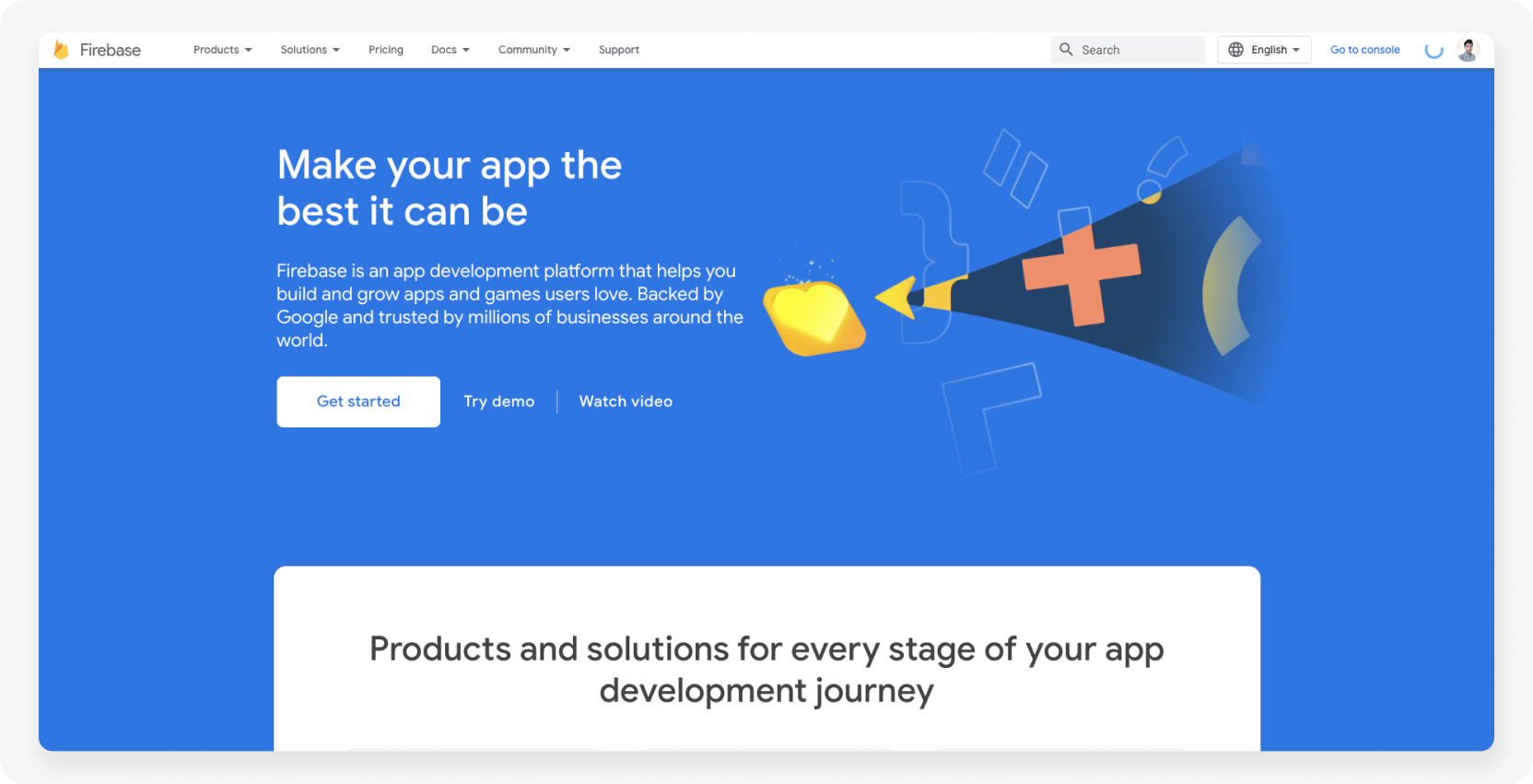 Firebase website homepage