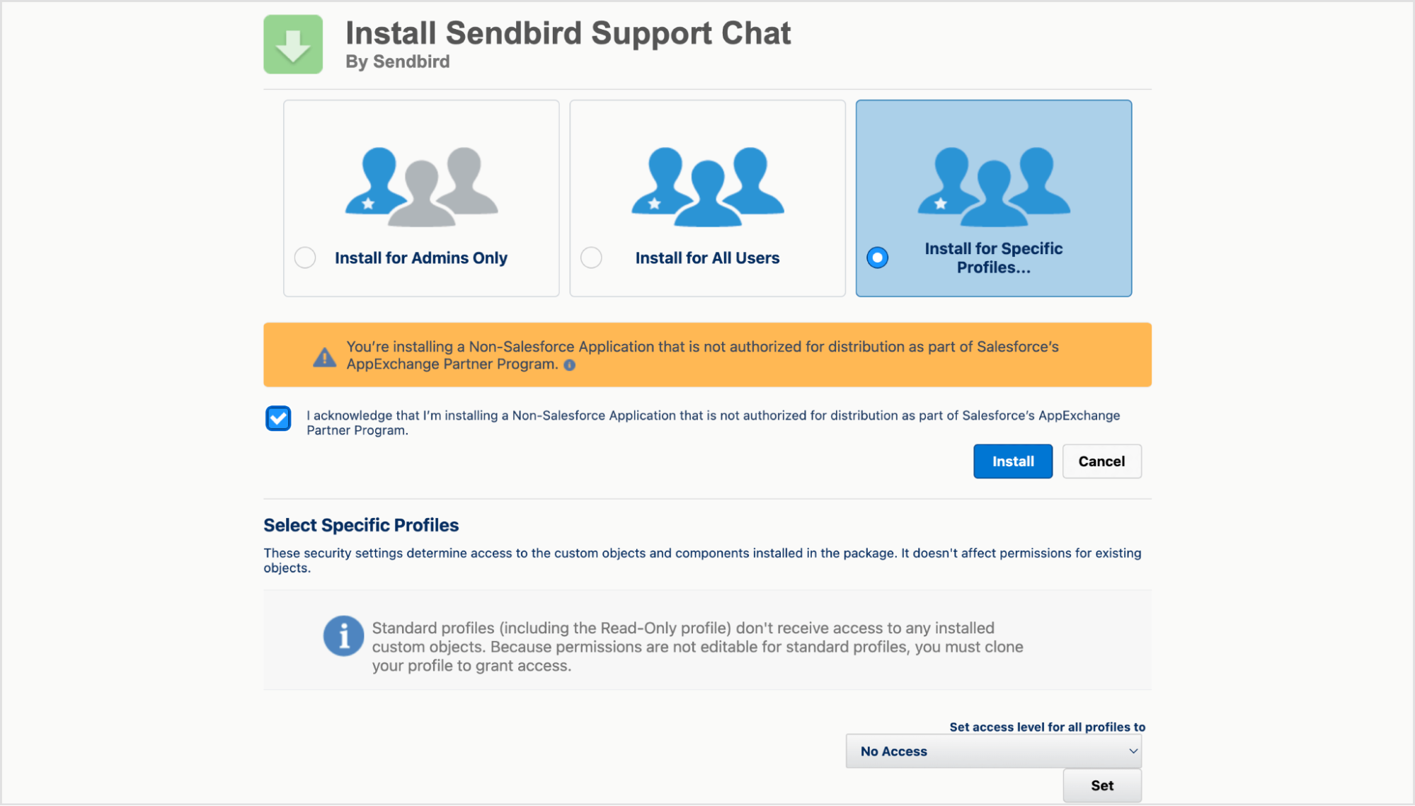 Install Sendbird support chat