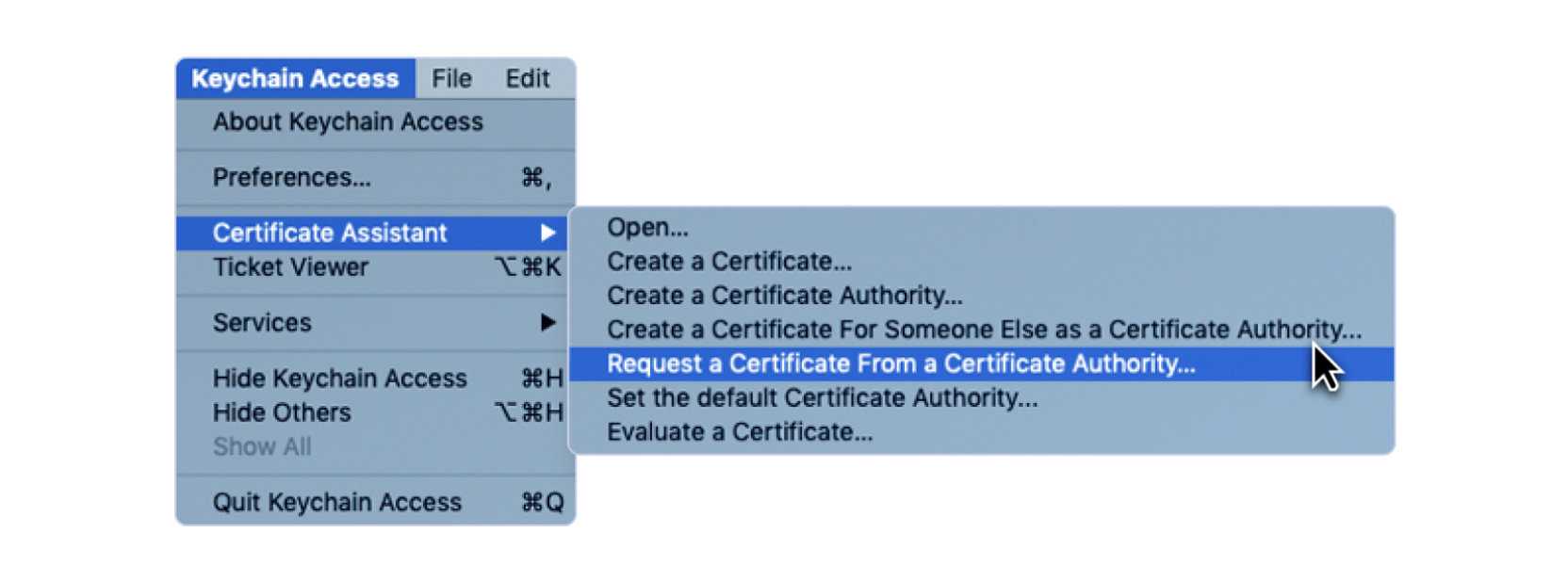 Keychain Access > Certificate Assistant