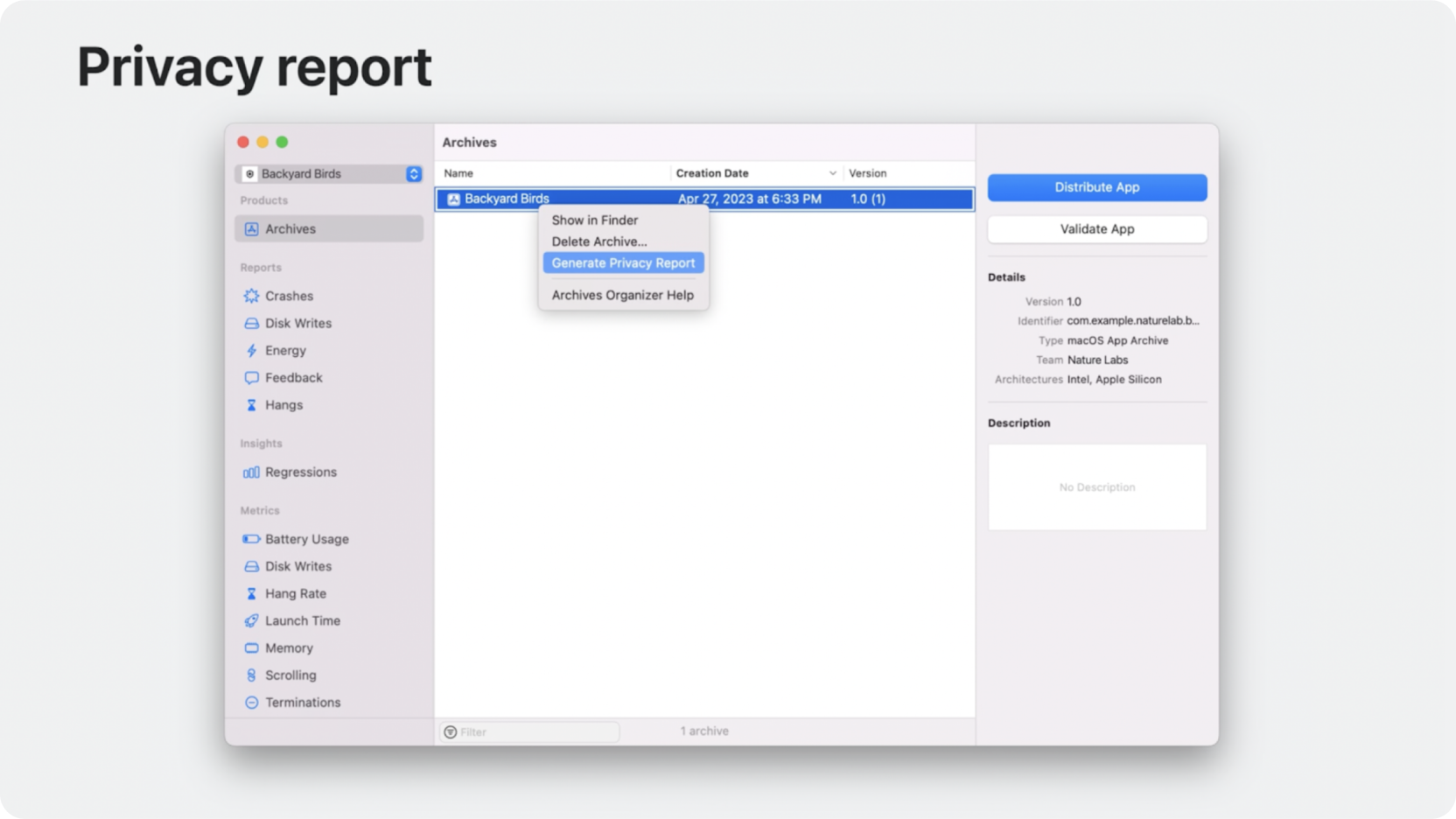 Privacy report