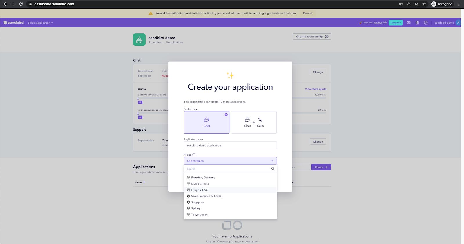 Tutorial Create your Sendbird application