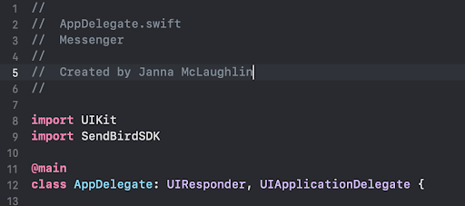 Tutorial import SendbirdSDK