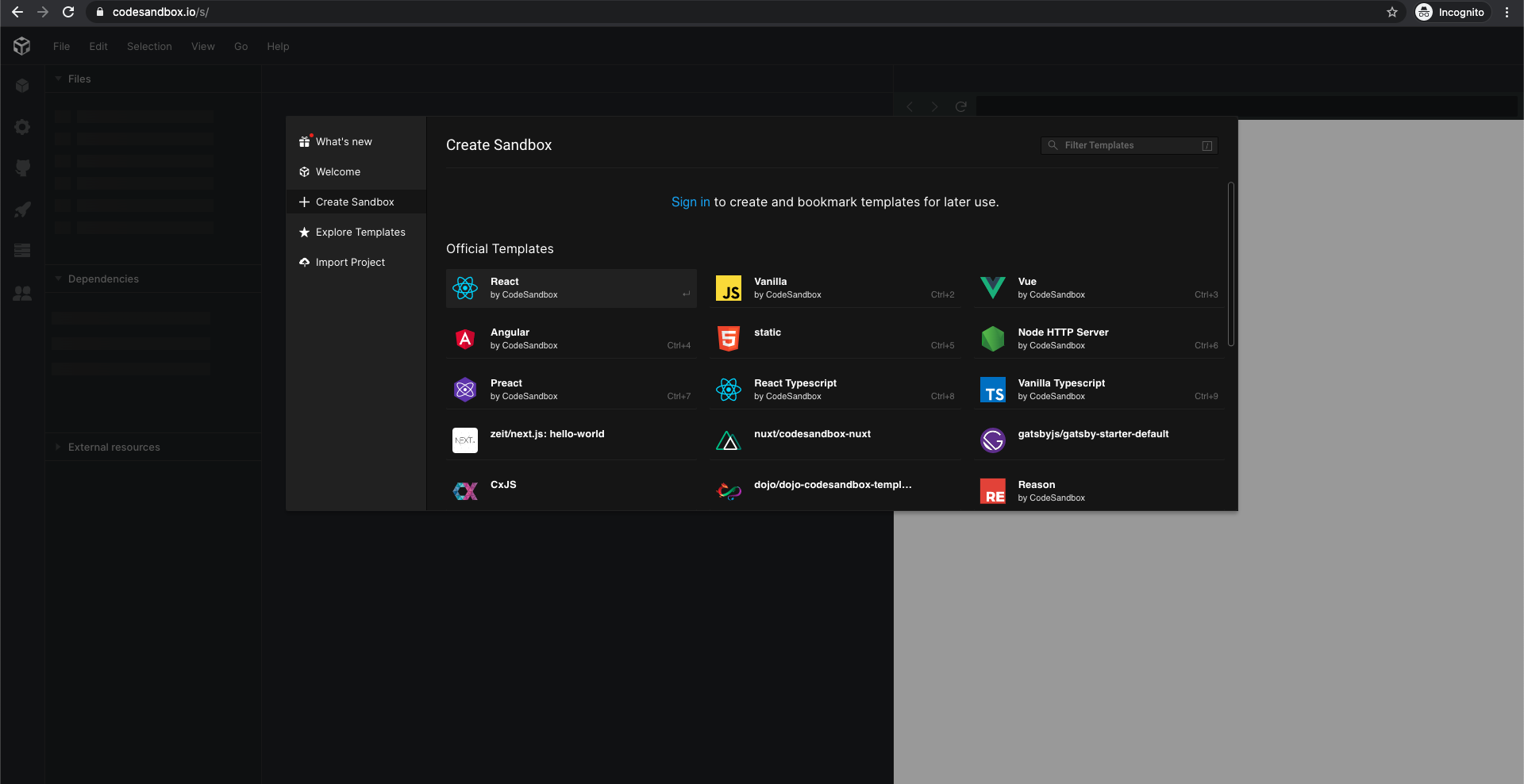 Tutorial Create sandbox