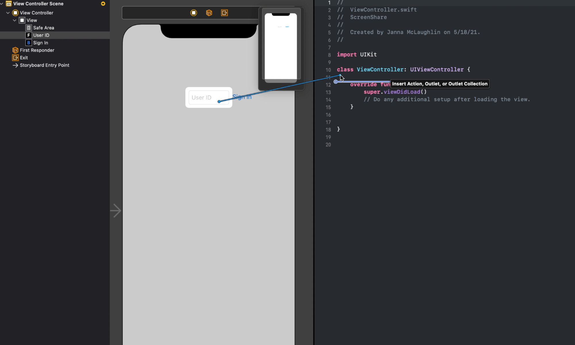 Tutorial text field id