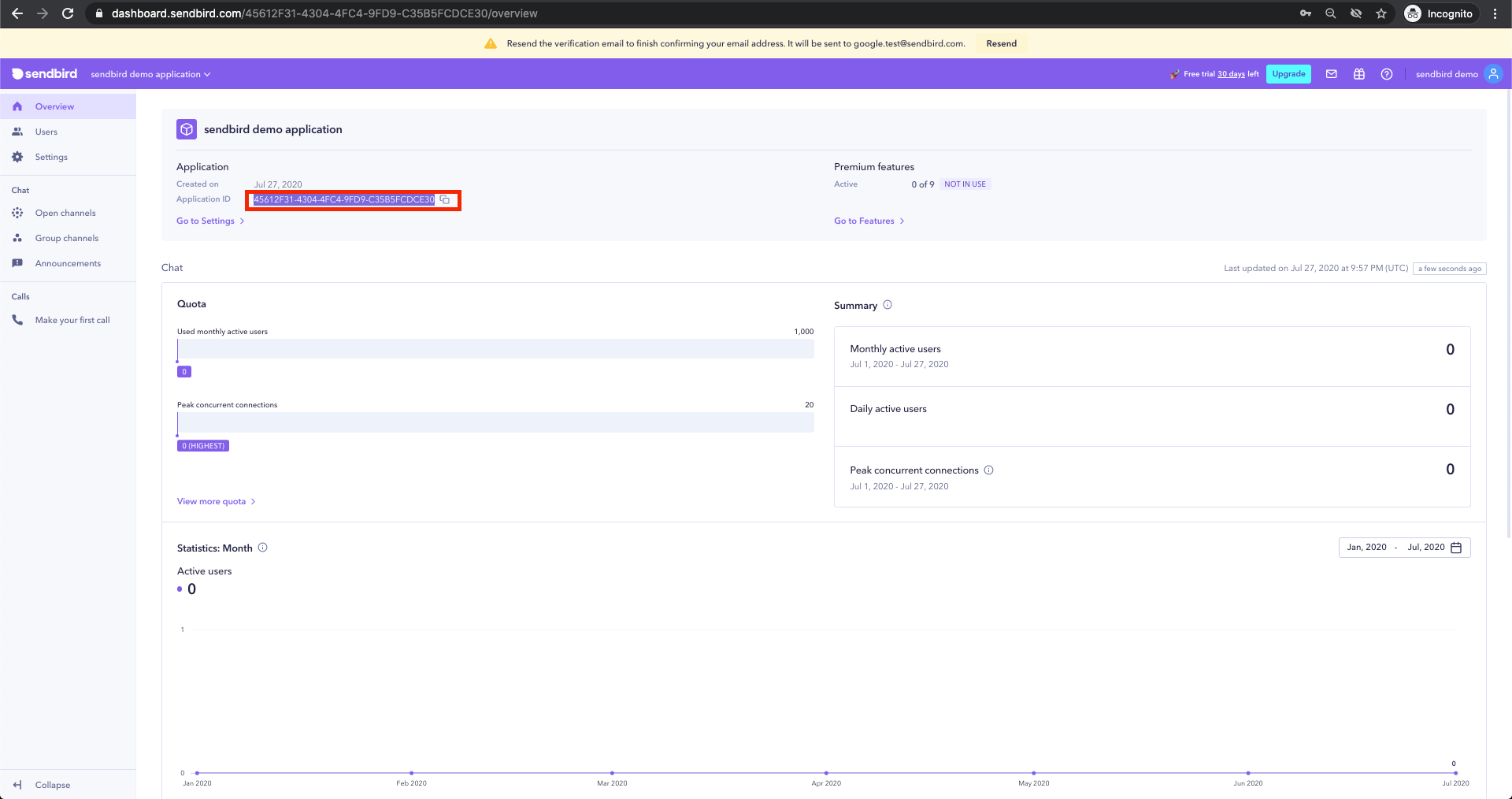 Tutorial Copy your Sendbird applicationID