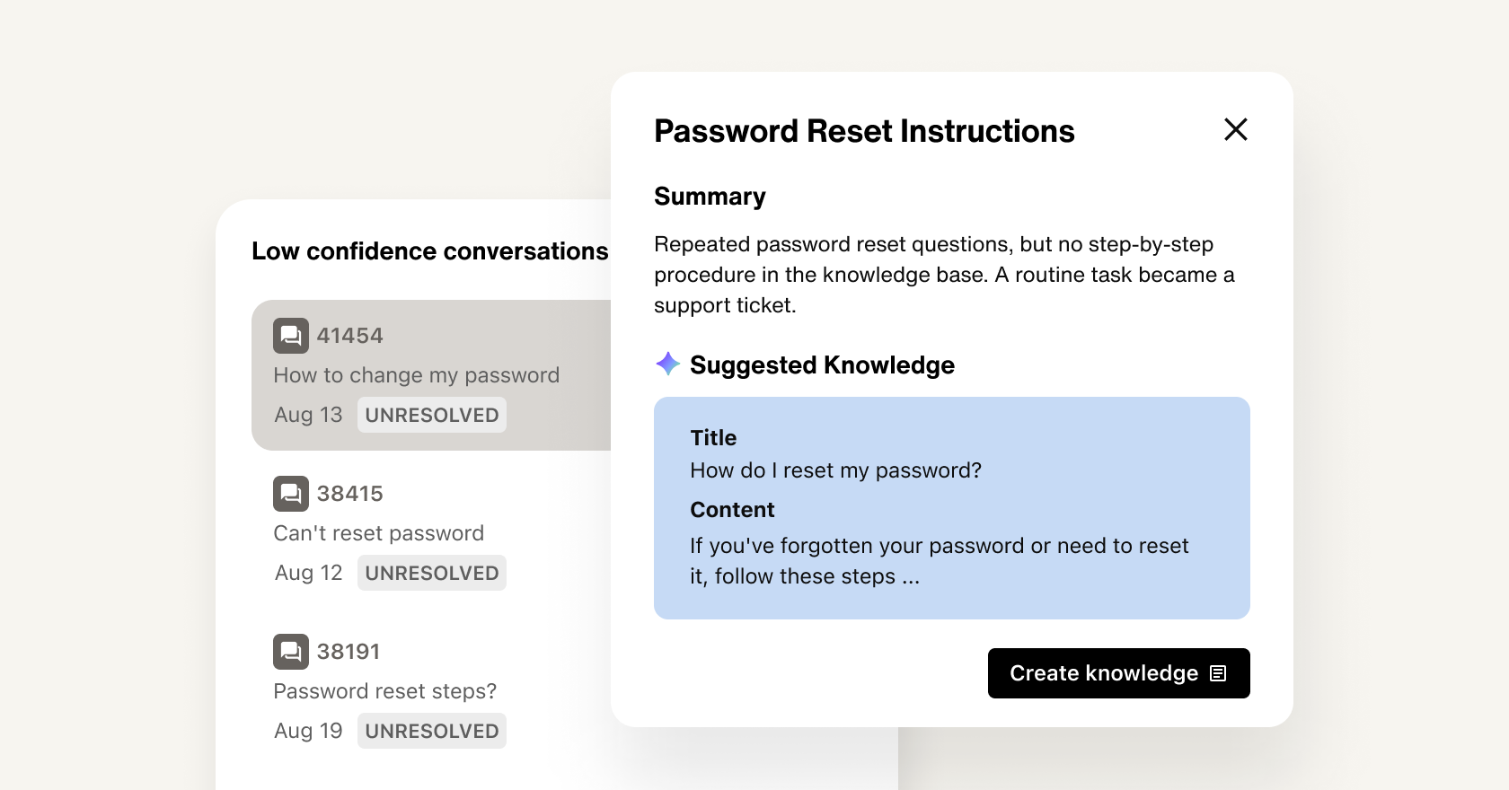 AI summary of password reset instructions