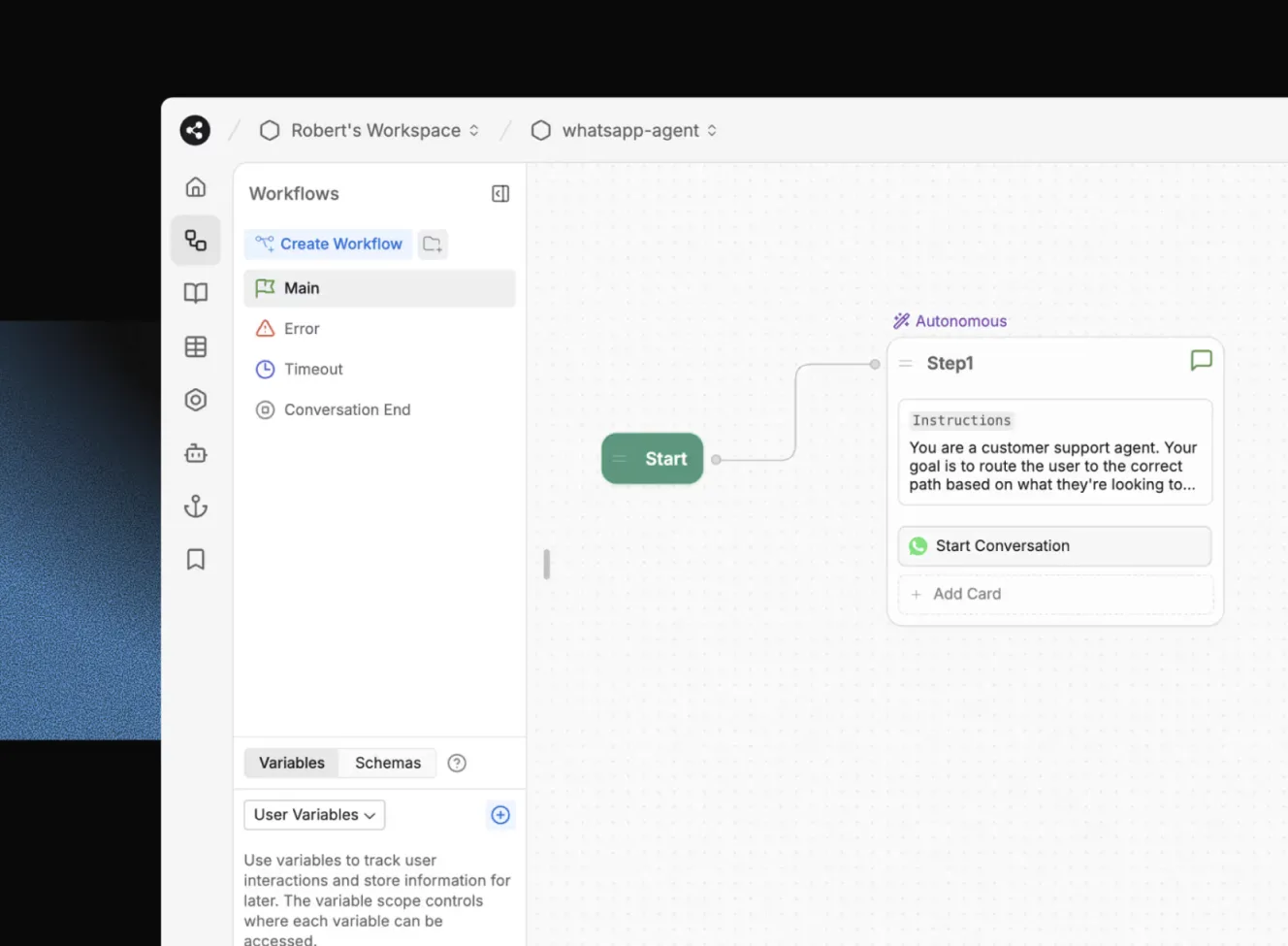 Lindy AI agent builder showing mix of drag and drop and coding development in grey user interface”