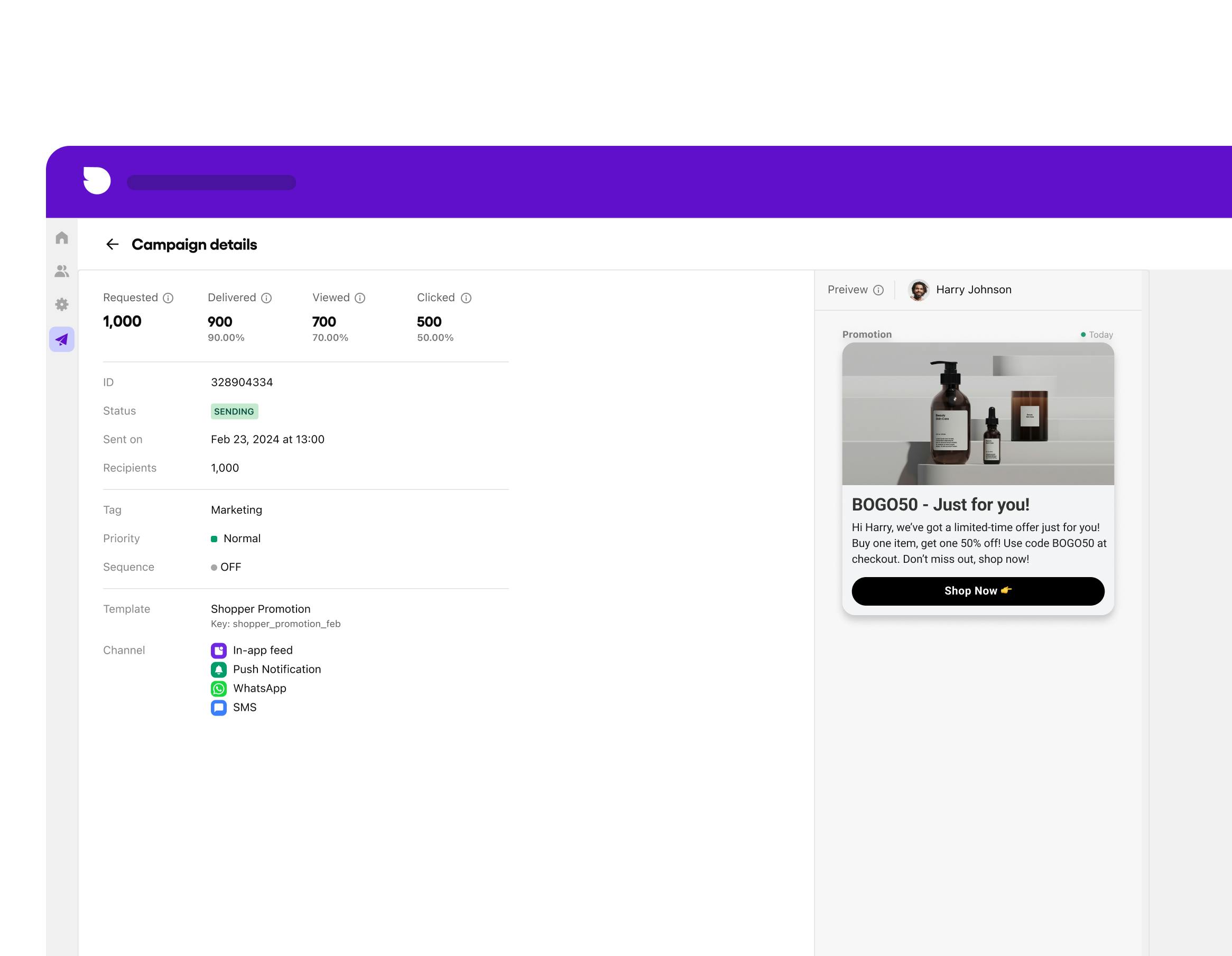 Business messaging dashboard sendbird