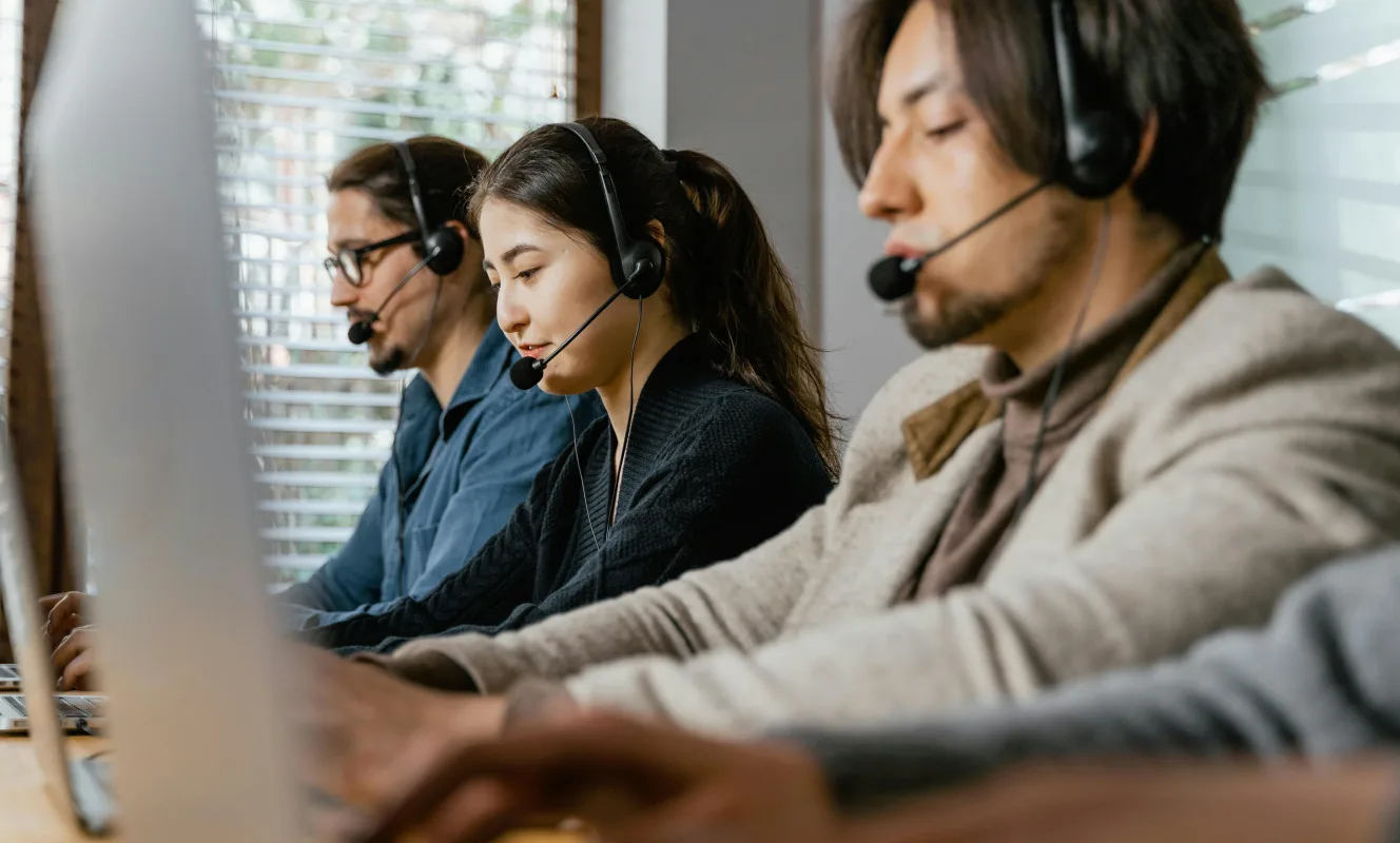 Busy call center of customer service human agents