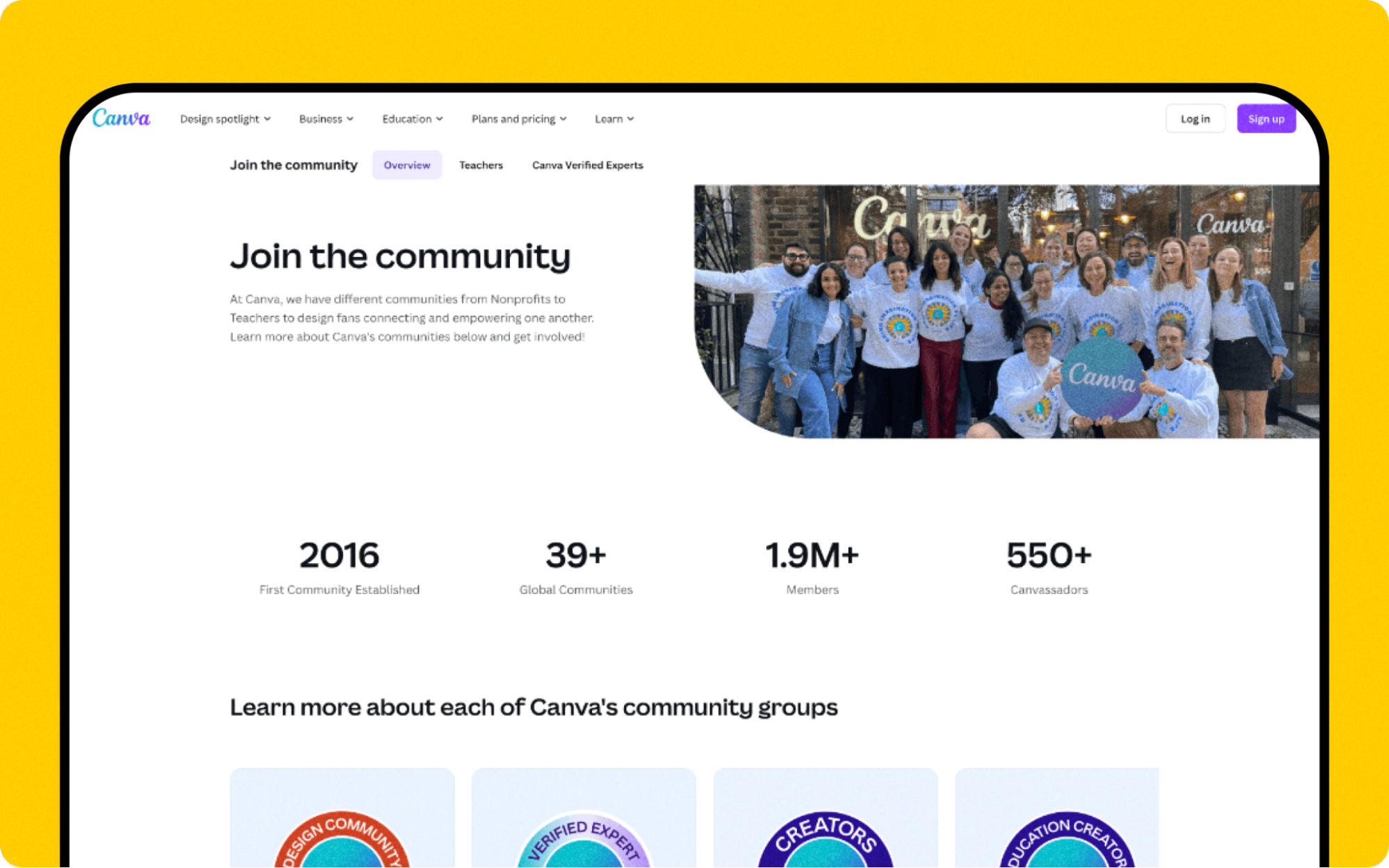 A screenshot of a Canva webpage as it relates to customer service