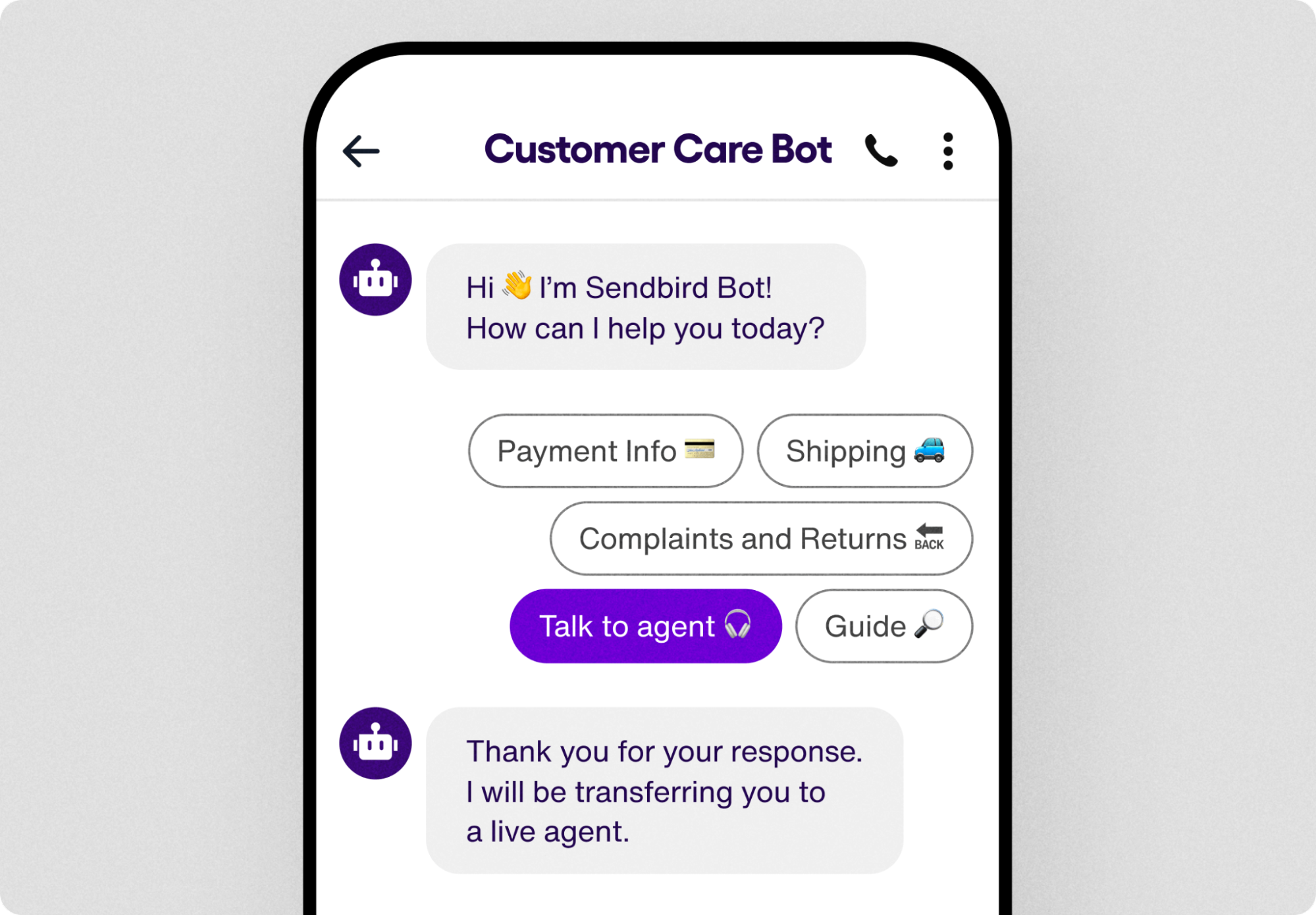 An example of a customer support chatbot