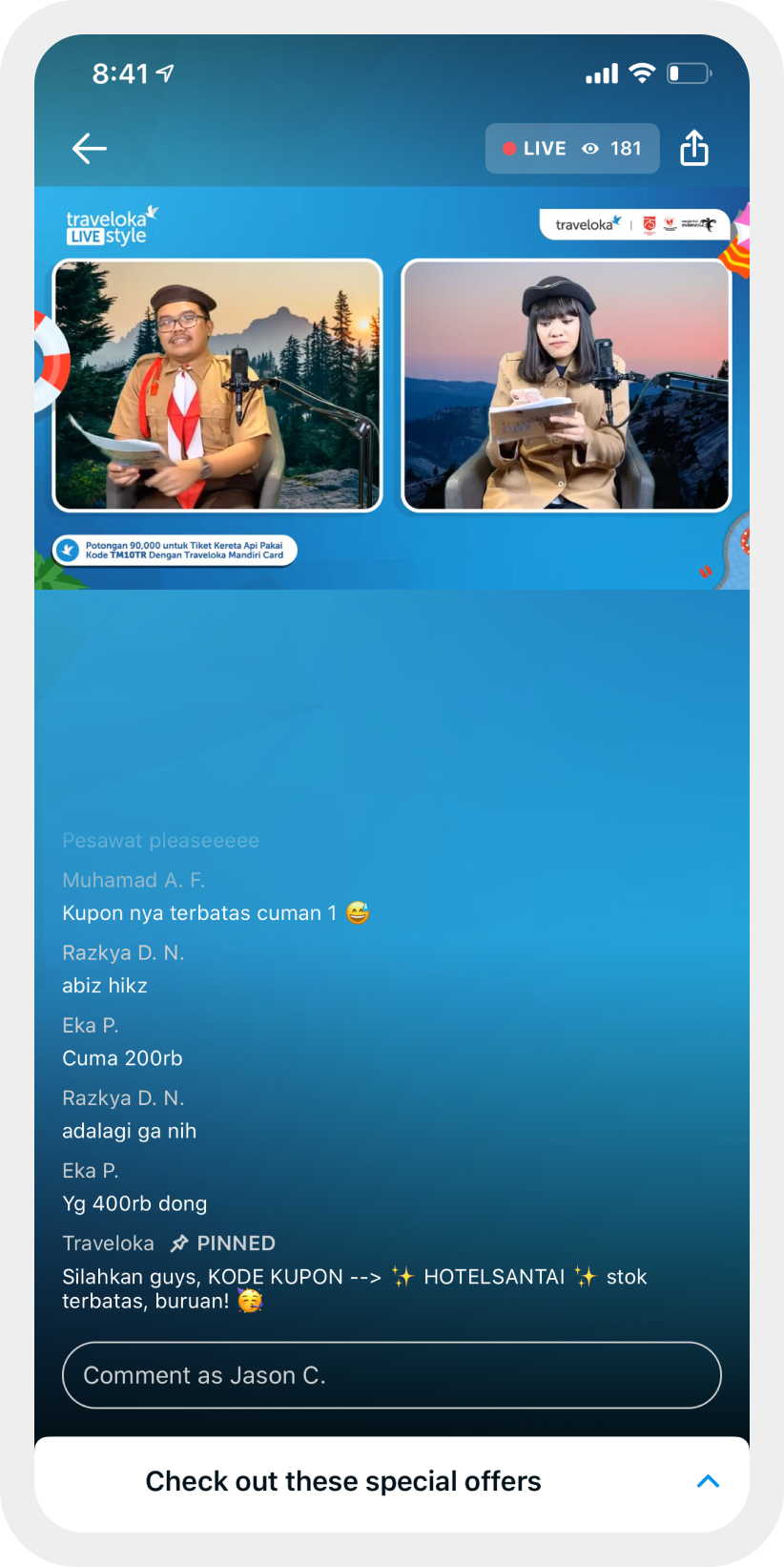 Blog live stream chat