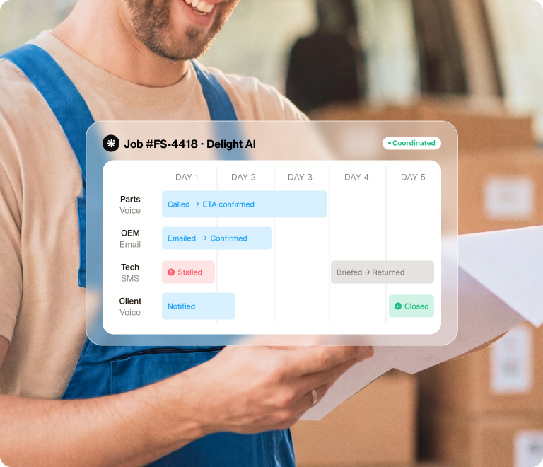 Delight AI agent for field service desktop