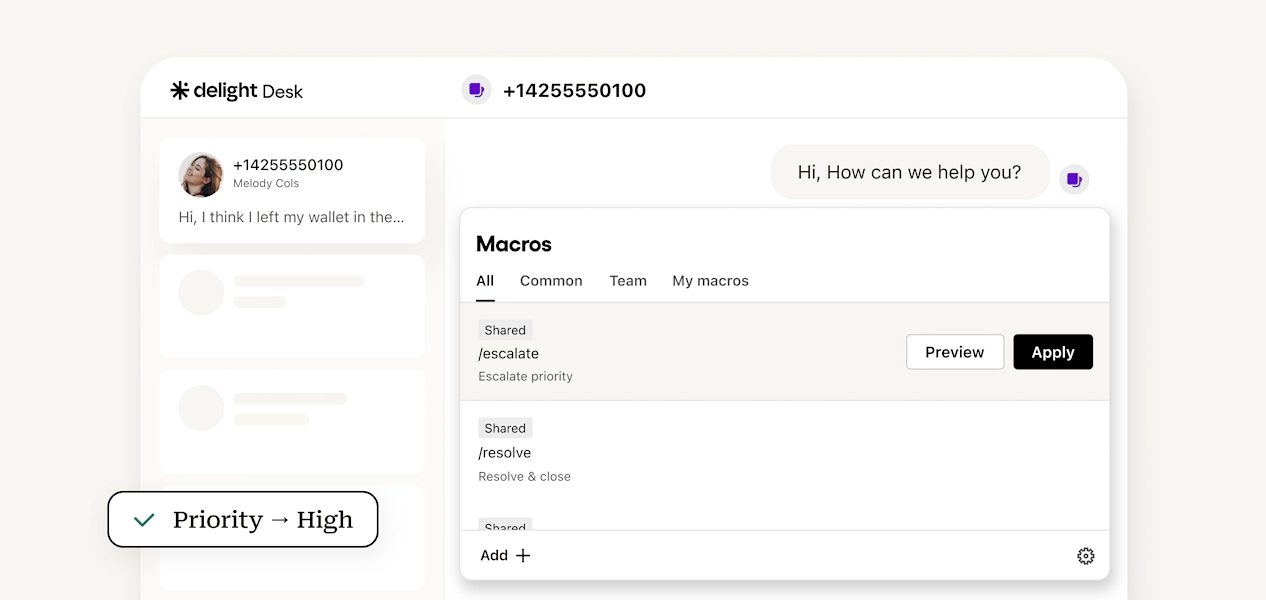 Delight Desk updates: Macros, voice handoff, and one queue for every channel