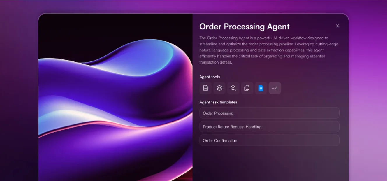 One of Beam’s pre-built AI agents designed to automate order processing tasks.