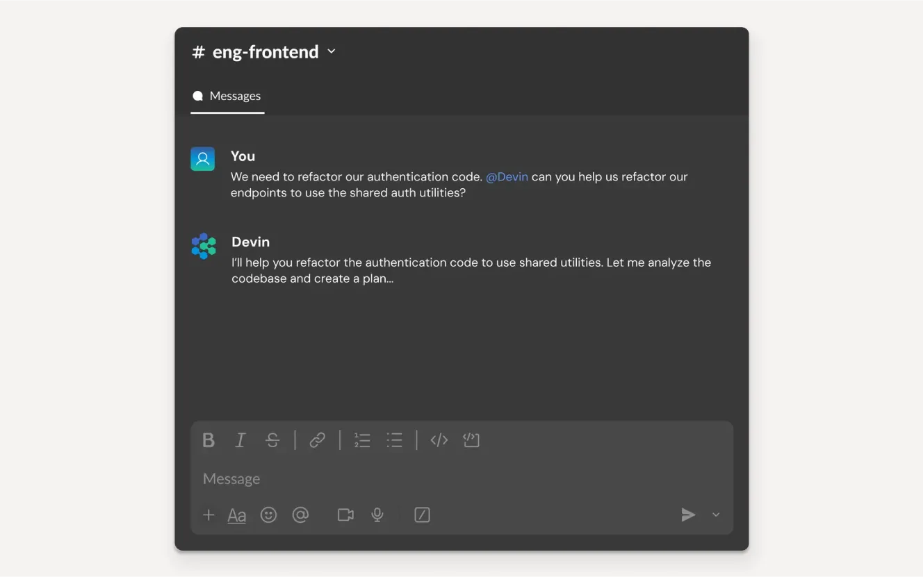 Developers can message Devin AI to get help completing real-world engineering tasks.