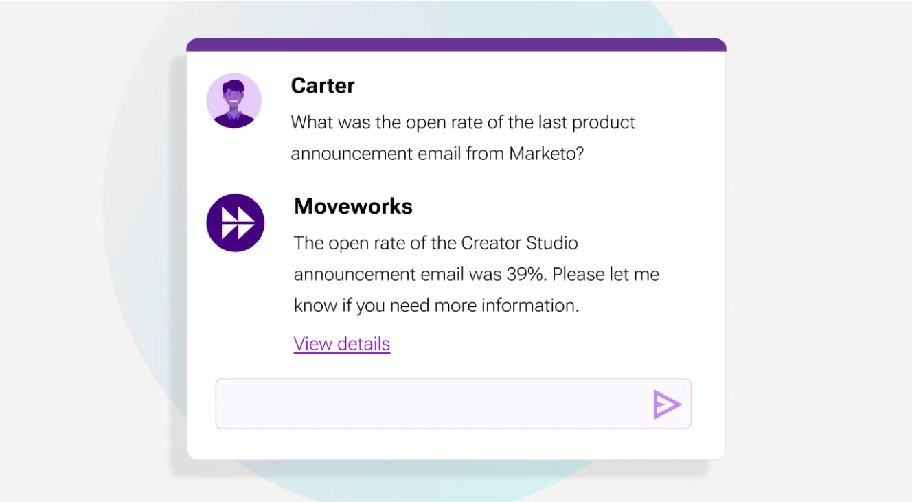 Moveworks’ AI agent responds to employee requests directly within the chat interface.