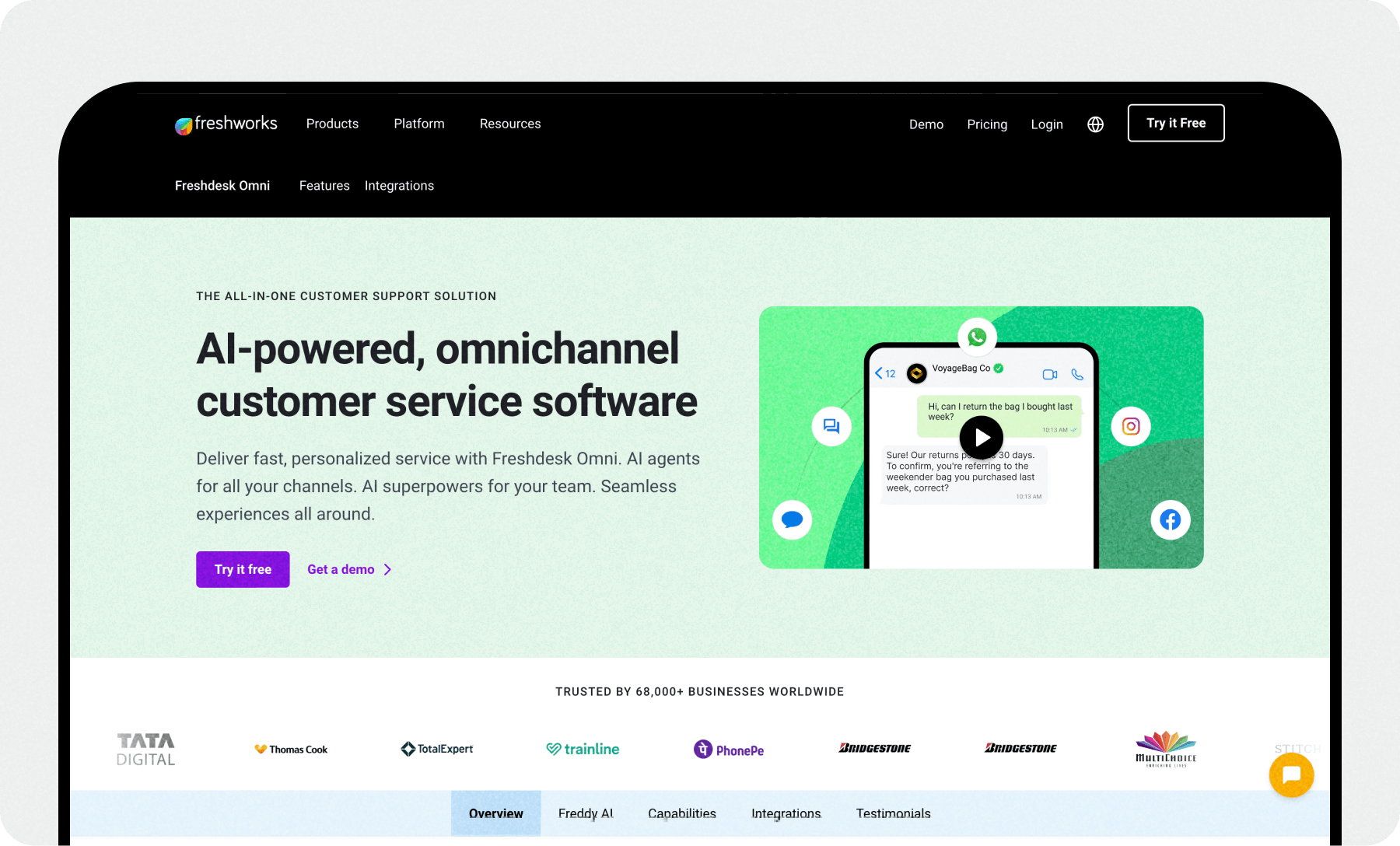 A screenshot of Freshdesk