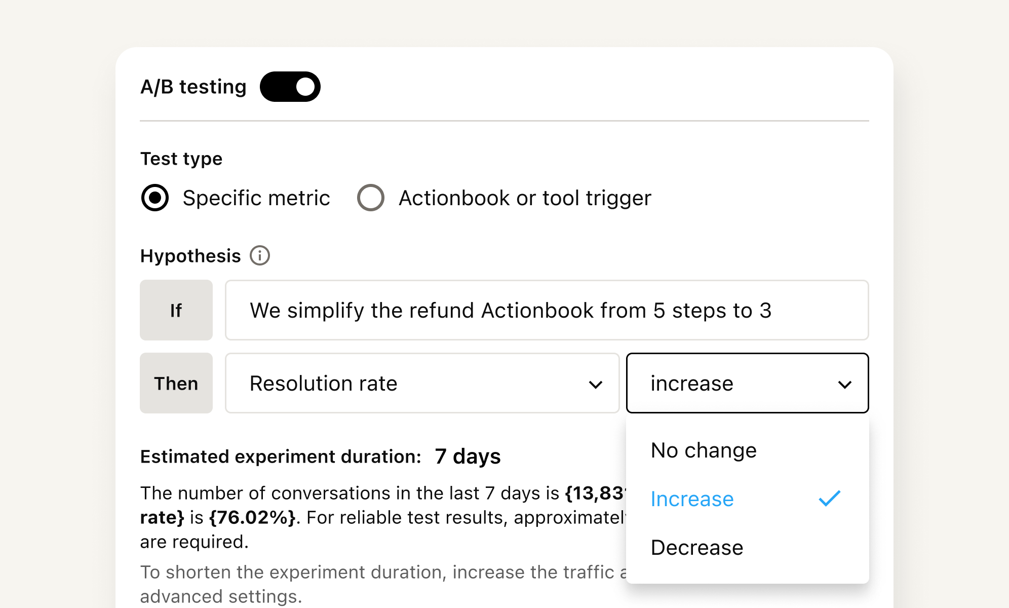 delight.ai A/B testing setup