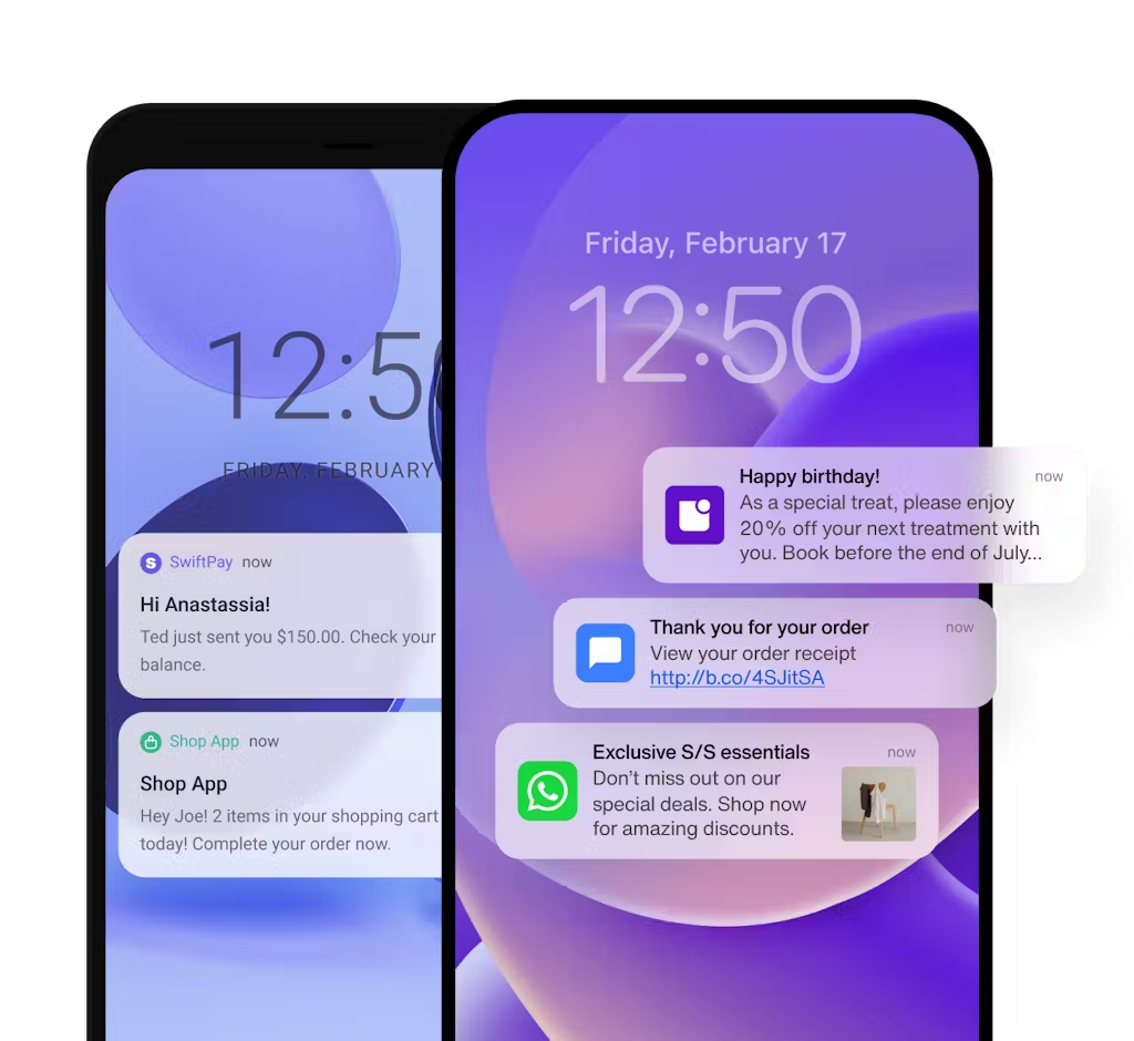 An image depicting examples of push notifications on a mobile device