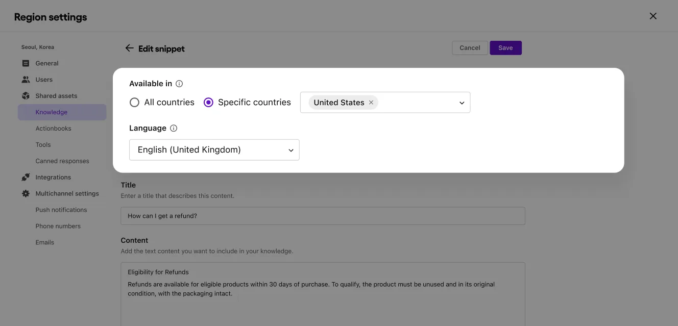 Localized AI agent with region-specific knowledge, API services, and workflows for AI safety and compliance