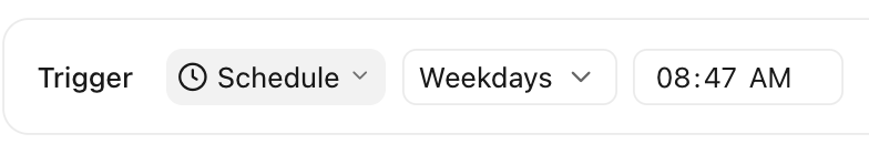 Scheduled task trigger set to run on weekdays at 8:47 AM