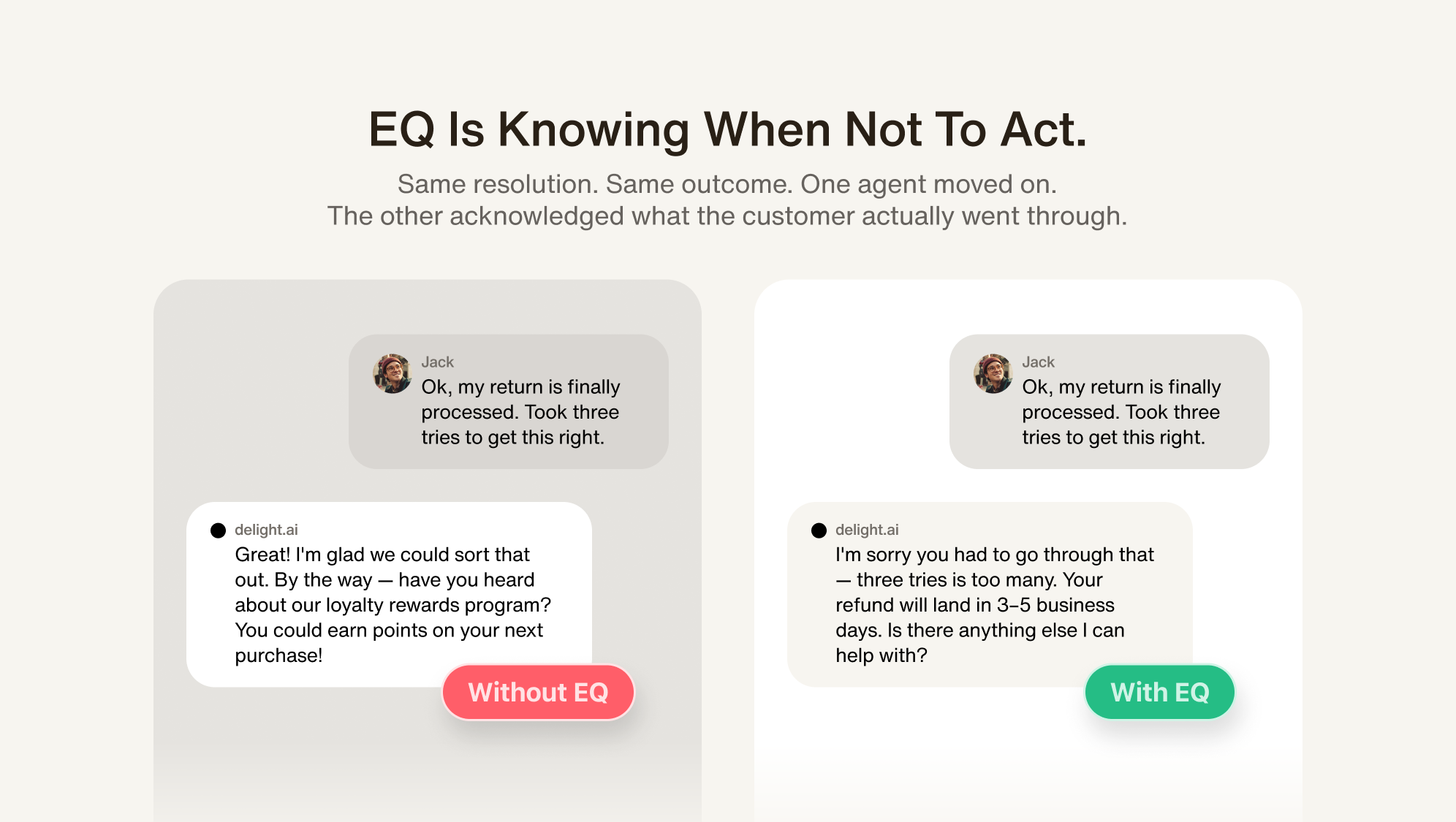 Examples of emotional intelligence displayed by AI agents
