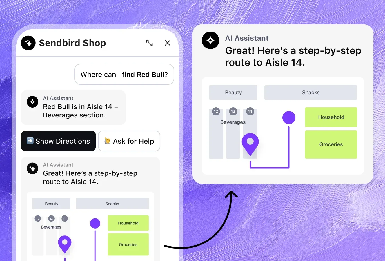 An AI agent gives customers directions