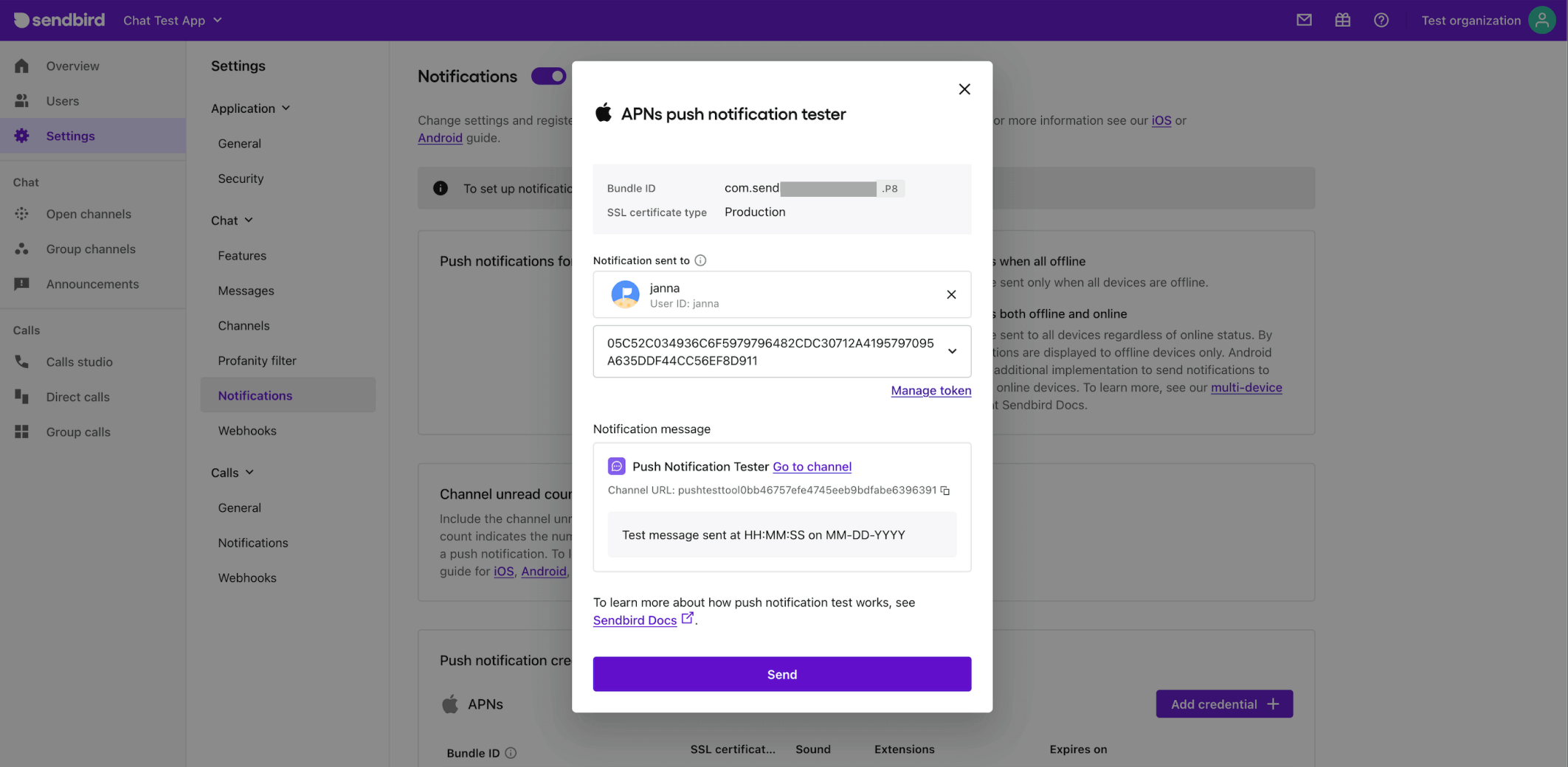 APNs push notification tester