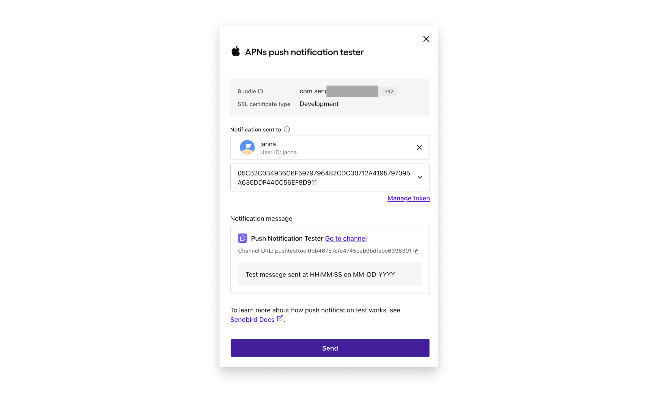 registered device token on file for APNs