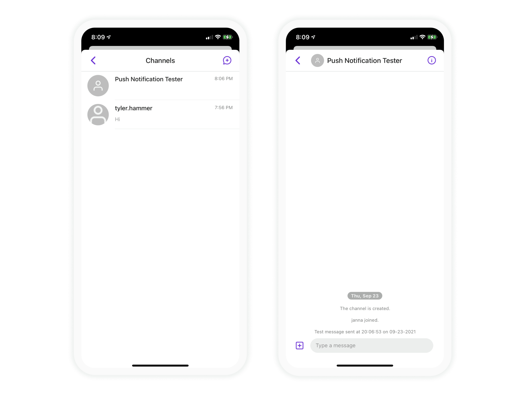 Channels push notification tester ios device