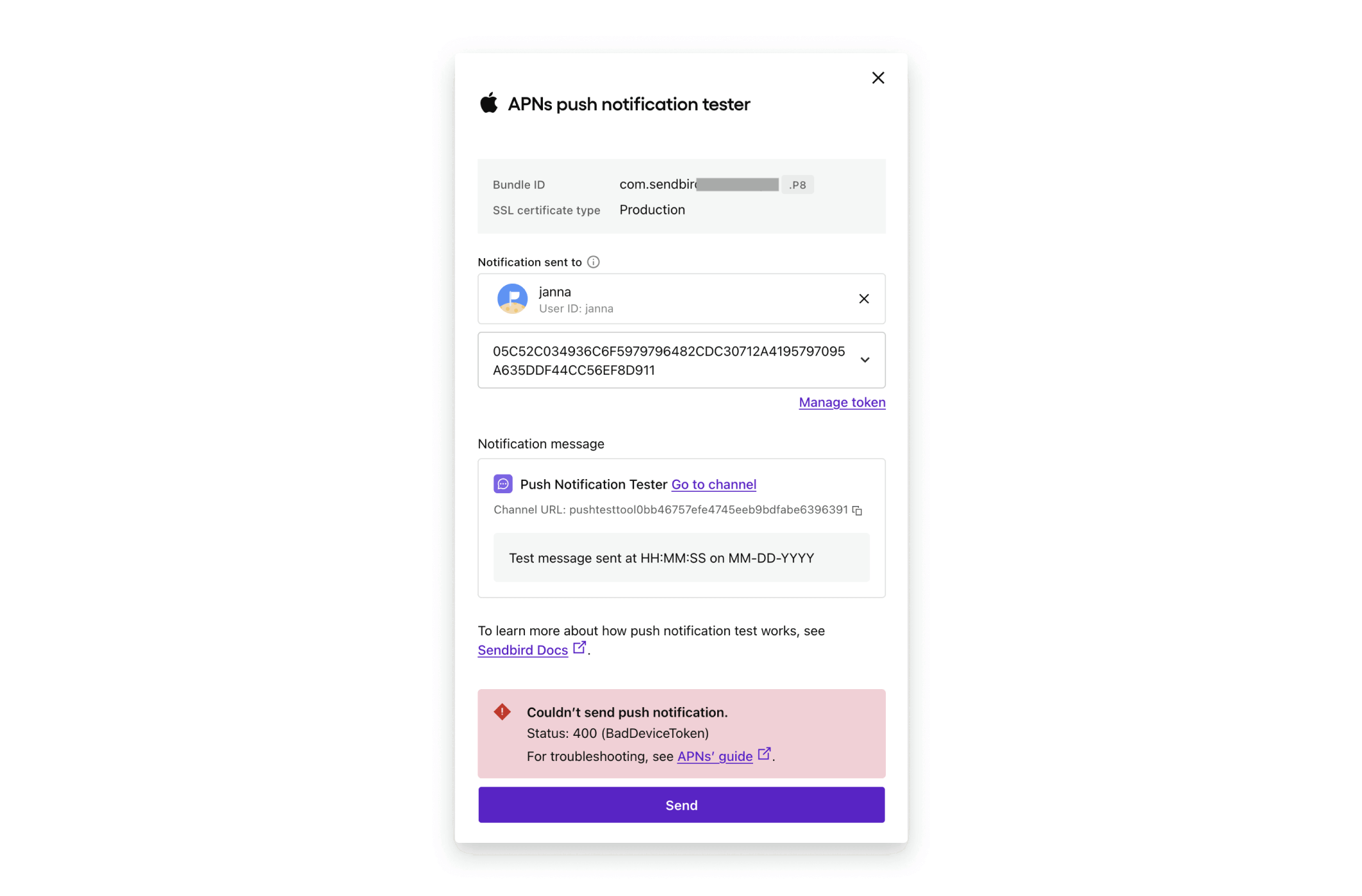 APNs push notification tester