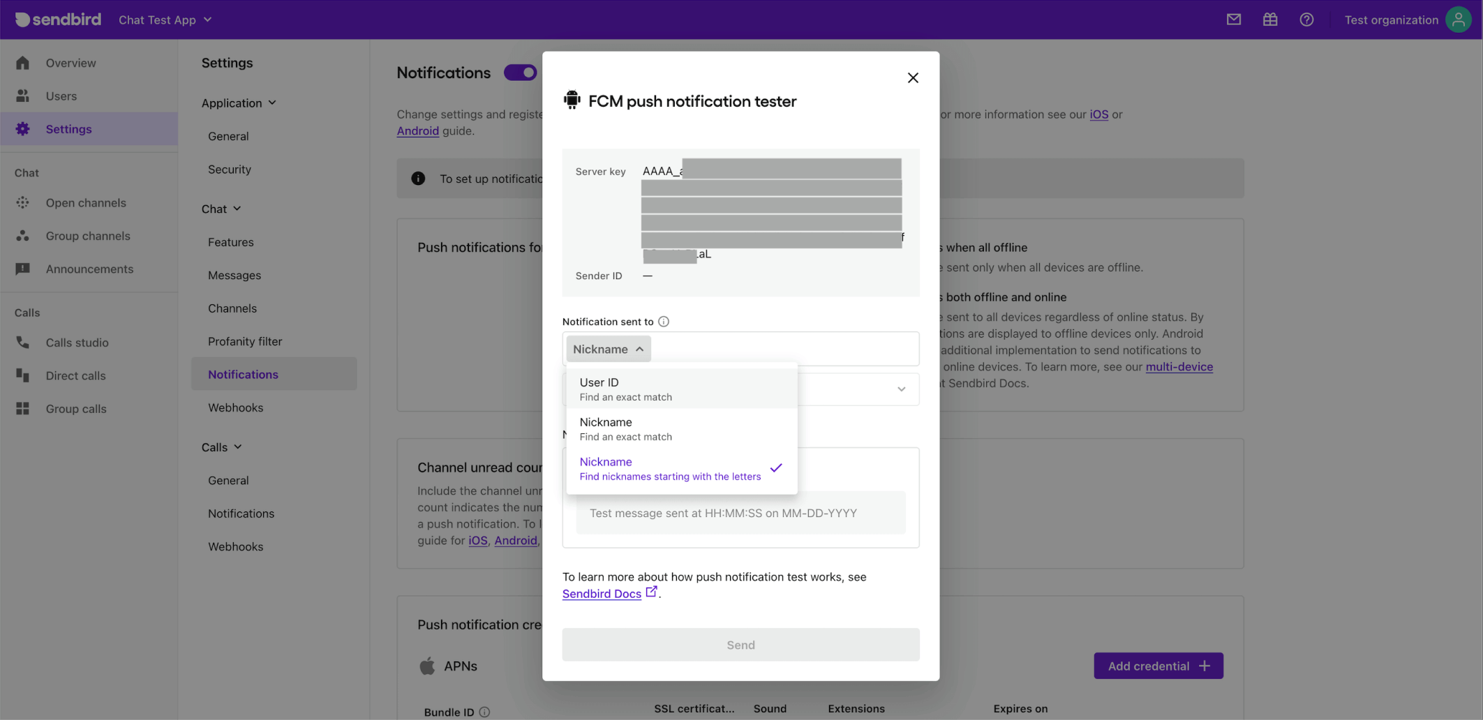 FCM push notification tester