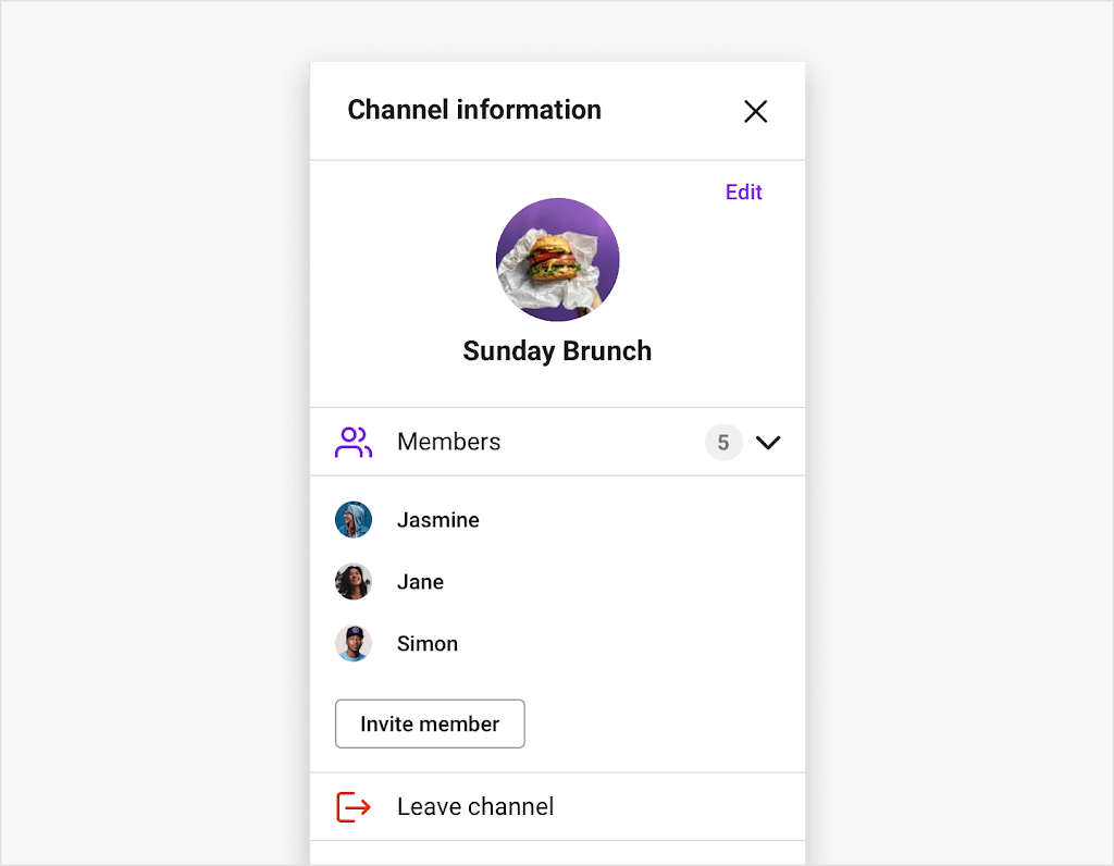 Default channel settings UI