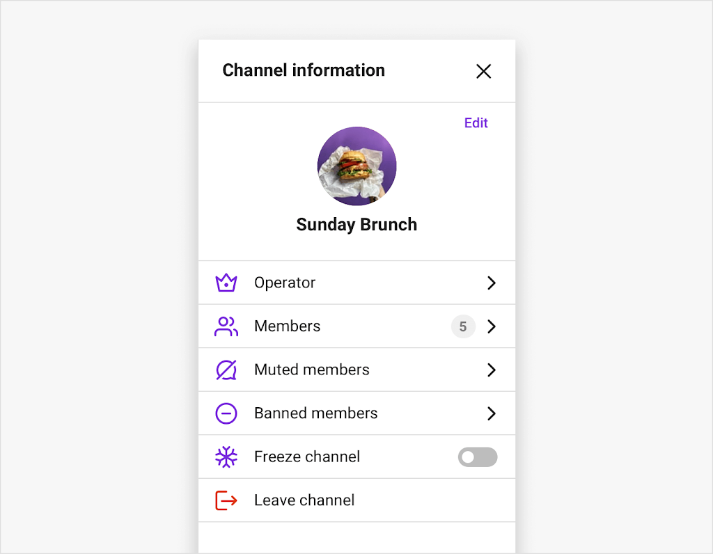 Channel settings UI for channel operators