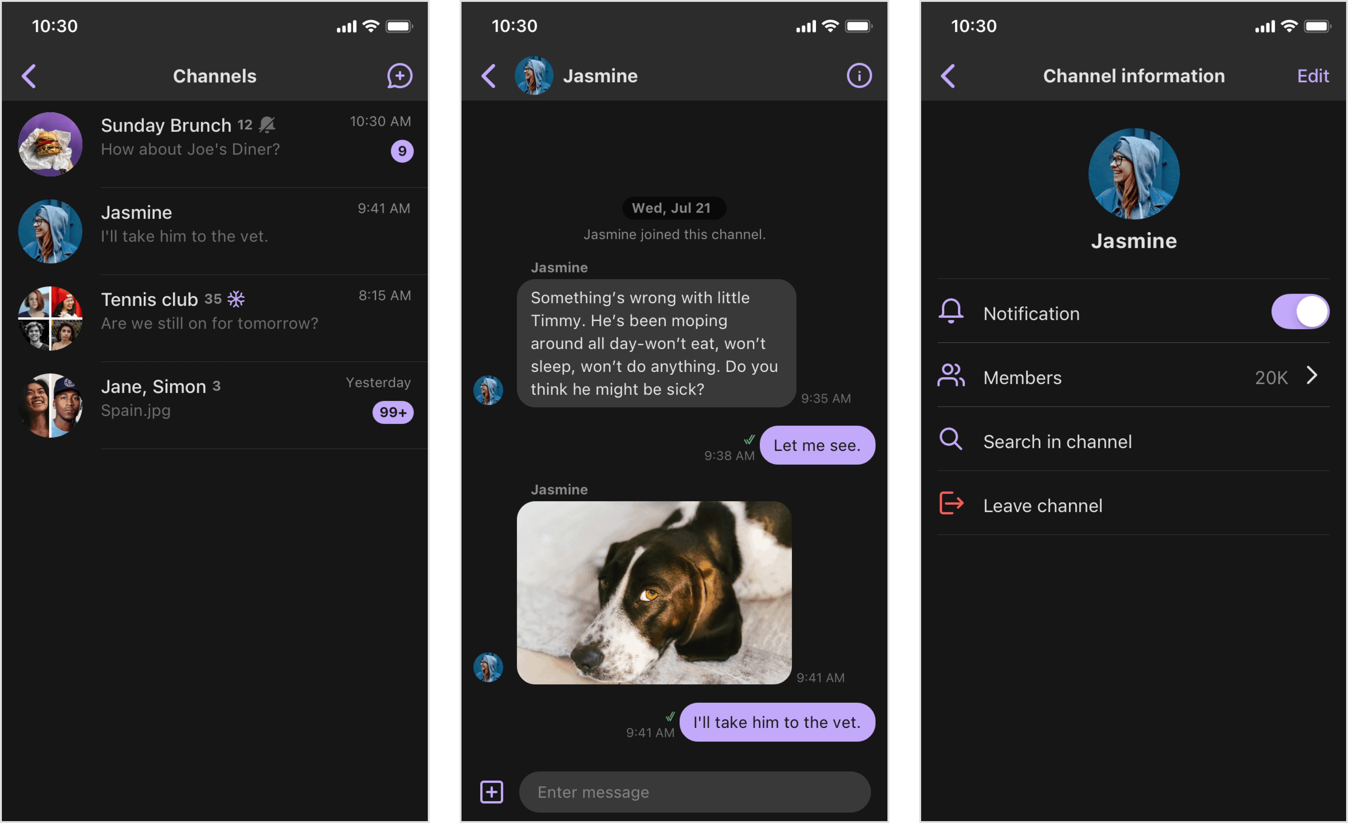 Figure 7: Dark mode on a mobile device